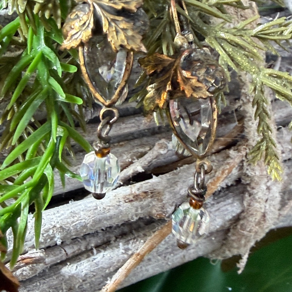 Rare Sundance Acorn Vintage Gold and Australian Crystal Drop Earrings - Picture 11 of 17